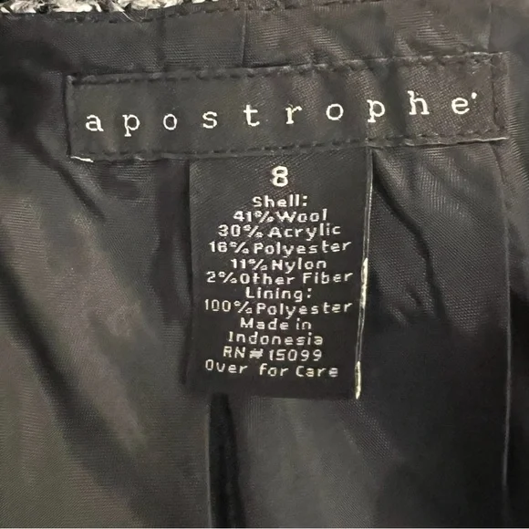 Apostrophe Black And White Twill Skirt Size 8 - Picture 6 of 7